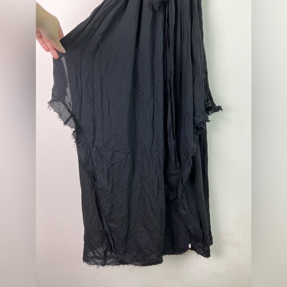 R. Vivimos Black Dress Small Boho Flowy Midi/Maxi Dress High Low Hem V Neck - Picture 4 of 9